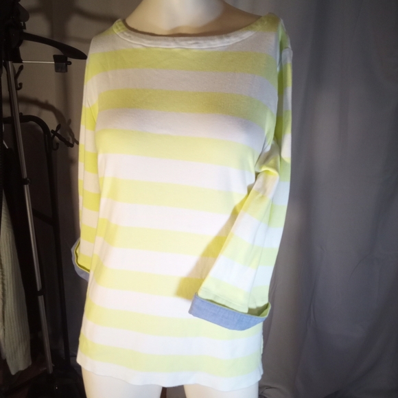 Nautica Tops - Nautica Yellow and White Striped Top
